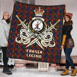 ScotsTee Shop Scottish Fraser of Lovat Clan Crest Tartan Quilt The Golden Sword of Courageous Legacy Quilt