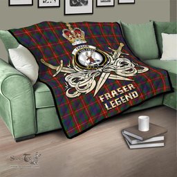 ScotsTee Shop Scottish Fraser of Lovat Clan Crest Tartan Quilt The Golden Sword of Courageous Legacy Quilt