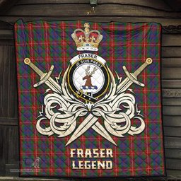ScotsTee Shop Scottish Fraser of Lovat Clan Crest Tartan Quilt The Golden Sword of Courageous Legacy Quilt
