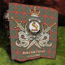 ScotsTee Shop Scottish MacIntosh Ancient Clan Crest Tartan Quilt The Golden Sword of Courageous Legacy Quilt