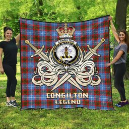 ScotsTee Shop Scottish Congilton Clan Crest Tartan Quilt The Golden Sword of Courageous Legacy Quilt