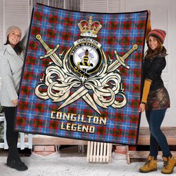 ScotsTee Shop Scottish Congilton Clan Crest Tartan Quilt The Golden Sword of Courageous Legacy Quilt