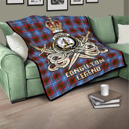ScotsTee Shop Scottish Congilton Clan Crest Tartan Quilt The Golden Sword of Courageous Legacy Quilt