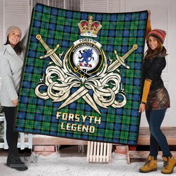 ScotsTee Shop Scottish Forsyth Ancient Clan Crest Tartan Quilt The Golden Sword of Courageous Legacy Quilt
