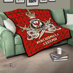 ScotsTee Shop Scottish MacDonell of Keppoch Modern Clan Crest Tartan Quilt The Golden Sword of Courageous Legacy Quilt