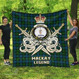 ScotsTee Shop Scottish MacKay Modern Clan Crest Tartan Quilt The Golden Sword of Courageous Legacy Quilt