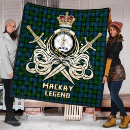 ScotsTee Shop Scottish MacKay Modern Clan Crest Tartan Quilt The Golden Sword of Courageous Legacy Quilt
