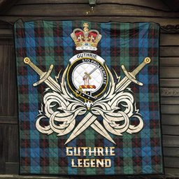 ScotsTee Shop Scottish Guthrie Clan Crest Tartan Quilt The Golden Sword of Courageous Legacy Quilt