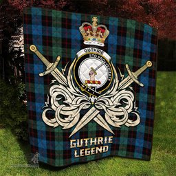 ScotsTee Shop Scottish Guthrie Clan Crest Tartan Quilt The Golden Sword of Courageous Legacy Quilt