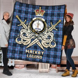 ScotsTee Shop Scottish MacKay Blue Clan Crest Tartan Quilt The Golden Sword of Courageous Legacy Quilt