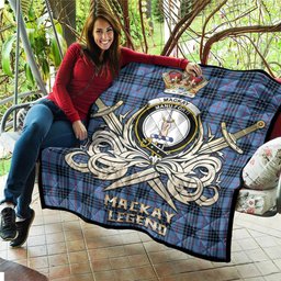ScotsTee Shop Scottish MacKay Blue Clan Crest Tartan Quilt The Golden Sword of Courageous Legacy Quilt