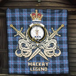 ScotsTee Shop Scottish MacKay Blue Clan Crest Tartan Quilt The Golden Sword of Courageous Legacy Quilt
