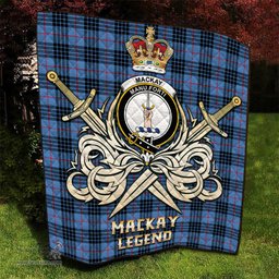 ScotsTee Shop Scottish MacKay Blue Clan Crest Tartan Quilt The Golden Sword of Courageous Legacy Quilt
