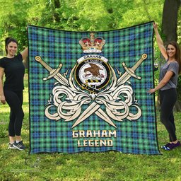 ScotsTee Shop Scottish Graham of Montrose Ancient Clan Crest Tartan Quilt The Golden Sword of Courageous Legacy Quilt