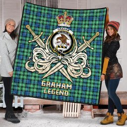 ScotsTee Shop Scottish Graham of Montrose Ancient Clan Crest Tartan Quilt The Golden Sword of Courageous Legacy Quilt