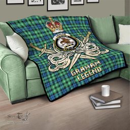 ScotsTee Shop Scottish Graham of Montrose Ancient Clan Crest Tartan Quilt The Golden Sword of Courageous Legacy Quilt