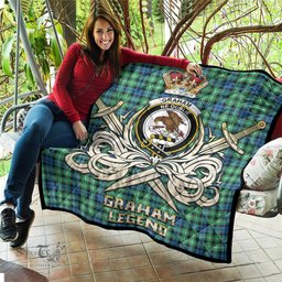 ScotsTee Shop Scottish Graham of Montrose Ancient Clan Crest Tartan Quilt The Golden Sword of Courageous Legacy Quilt