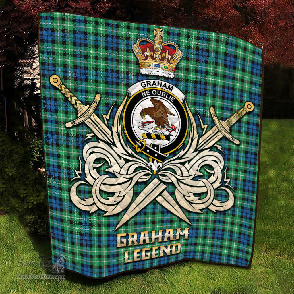 ScotsTee Shop Scottish Graham of Montrose Ancient Clan Crest Tartan Quilt The Golden Sword of Courageous Legacy Quilt