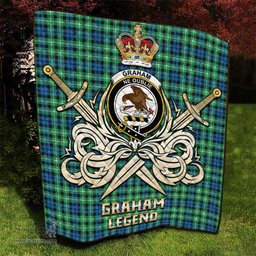 ScotsTee Shop Scottish Graham of Montrose Ancient Clan Crest Tartan Quilt The Golden Sword of Courageous Legacy Quilt