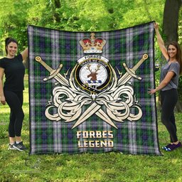 ScotsTee Shop Scottish Forbes Dress Clan Crest Tartan Quilt The Golden Sword of Courageous Legacy Quilt