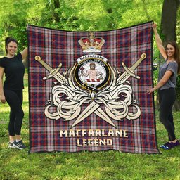 ScotsTee Shop Scottish MacFarlane Dress Clan Crest Tartan Quilt The Golden Sword of Courageous Legacy Quilt
