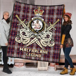 ScotsTee Shop Scottish MacFarlane Dress Clan Crest Tartan Quilt The Golden Sword of Courageous Legacy Quilt