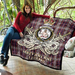 ScotsTee Shop Scottish MacFarlane Dress Clan Crest Tartan Quilt The Golden Sword of Courageous Legacy Quilt