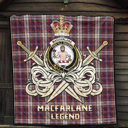 ScotsTee Shop Scottish MacFarlane Dress Clan Crest Tartan Quilt The Golden Sword of Courageous Legacy Quilt