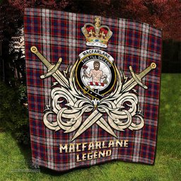 ScotsTee Shop Scottish MacFarlane Dress Clan Crest Tartan Quilt The Golden Sword of Courageous Legacy Quilt