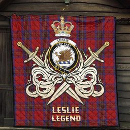 ScotsTee Shop Scottish Leslie Red Clan Crest Tartan Quilt The Golden Sword of Courageous Legacy Quilt