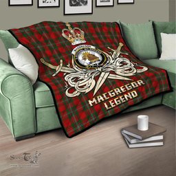 ScotsTee Shop Scottish MacGregor Clan Crest Tartan Quilt The Golden Sword of Courageous Legacy Quilt