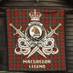 ScotsTee Shop Scottish MacGregor Clan Crest Tartan Quilt The Golden Sword of Courageous Legacy Quilt