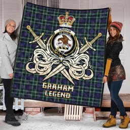 ScotsTee Shop Scottish Graham of Montrose Modern Clan Crest Tartan Quilt The Golden Sword of Courageous Legacy Quilt