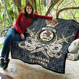 ScotsTee Shop Scottish Graham of Montrose Modern Clan Crest Tartan Quilt The Golden Sword of Courageous Legacy Quilt