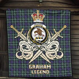 ScotsTee Shop Scottish Graham of Montrose Modern Clan Crest Tartan Quilt The Golden Sword of Courageous Legacy Quilt