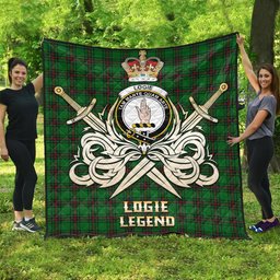ScotsTee Shop Scottish Logie Clan Crest Tartan Quilt The Golden Sword of Courageous Legacy Quilt