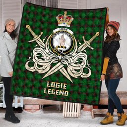 ScotsTee Shop Scottish Logie Clan Crest Tartan Quilt The Golden Sword of Courageous Legacy Quilt