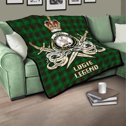 ScotsTee Shop Scottish Logie Clan Crest Tartan Quilt The Golden Sword of Courageous Legacy Quilt