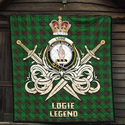 ScotsTee Shop Scottish Logie Clan Crest Tartan Quilt The Golden Sword of Courageous Legacy Quilt