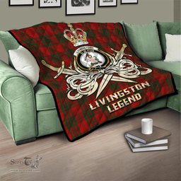 ScotsTee Shop Scottish Livingston Clan Crest Tartan Quilt The Golden Sword of Courageous Legacy Quilt