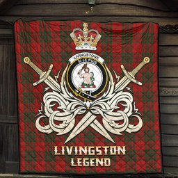 ScotsTee Shop Scottish Livingston Clan Crest Tartan Quilt The Golden Sword of Courageous Legacy Quilt