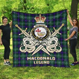 ScotsTee Shop Scottish MacDonald of the Isles Hunting Modern Clan Crest Tartan Quilt The Golden Sword of Courageous Legacy Quilt