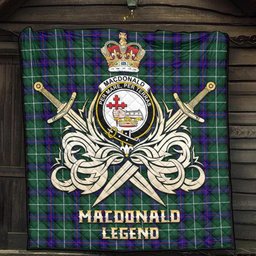 ScotsTee Shop Scottish MacDonald of the Isles Hunting Modern Clan Crest Tartan Quilt The Golden Sword of Courageous Legacy Quilt