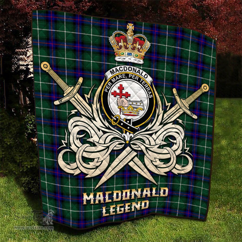 ScotsTee Shop Scottish MacDonald of the Isles Hunting Modern Clan Crest Tartan Quilt The Golden Sword of Courageous Legacy Quilt