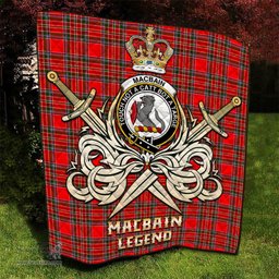 ScotsTee Shop Scottish MacBain Clan Crest Tartan Quilt The Golden Sword of Courageous Legacy Quilt