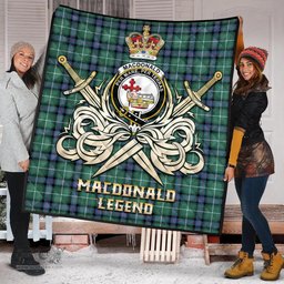 ScotsTee Shop Scottish MacDonald of the Isles Hunting Ancient Clan Crest Tartan Quilt The Golden Sword of Courageous Legacy Quilt