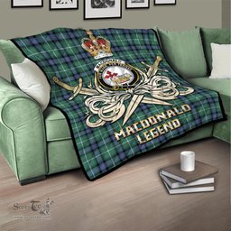ScotsTee Shop Scottish MacDonald of the Isles Hunting Ancient Clan Crest Tartan Quilt The Golden Sword of Courageous Legacy Quilt