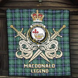 ScotsTee Shop Scottish MacDonald of the Isles Hunting Ancient Clan Crest Tartan Quilt The Golden Sword of Courageous Legacy Quilt