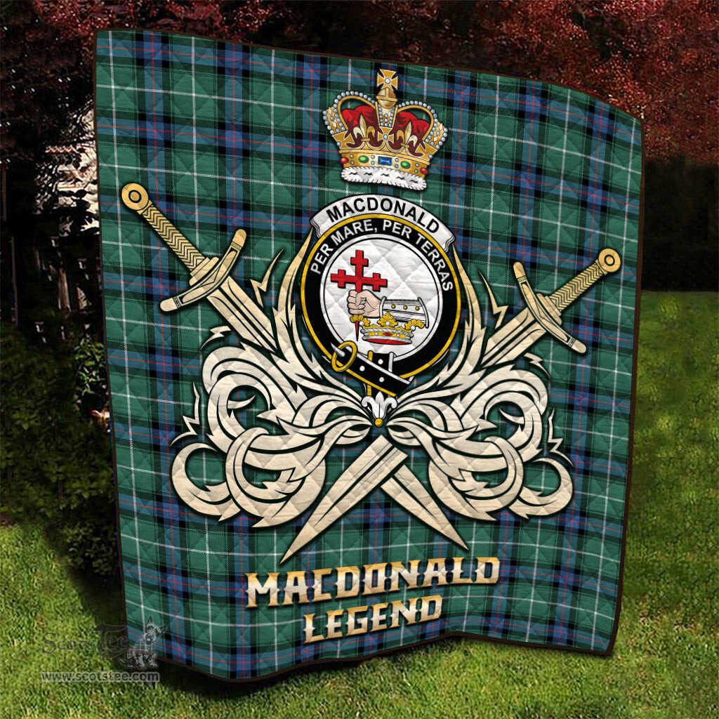 ScotsTee Shop Scottish MacDonald of the Isles Hunting Ancient Clan Crest Tartan Quilt The Golden Sword of Courageous Legacy Quilt