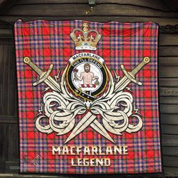 ScotsTee Shop Scottish MacFarlane Modern Clan Crest Tartan Quilt The Golden Sword of Courageous Legacy Quilt
